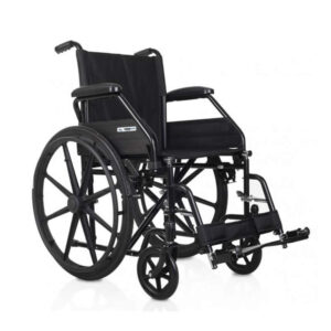 silla de ruedas plegable negra vista en angulo